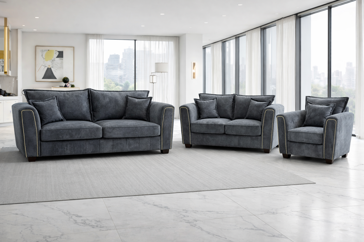 Serena 3+2+1 Seater Sofa - Black