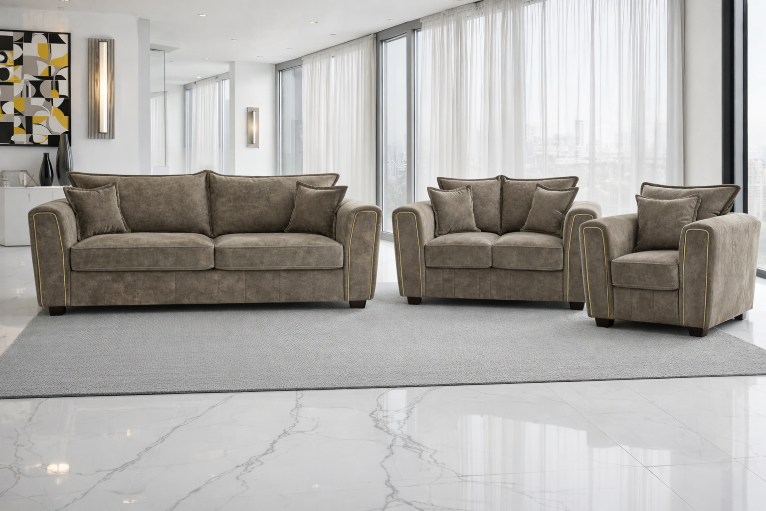 Serena 3+2+1 Seater Sofa - Brown