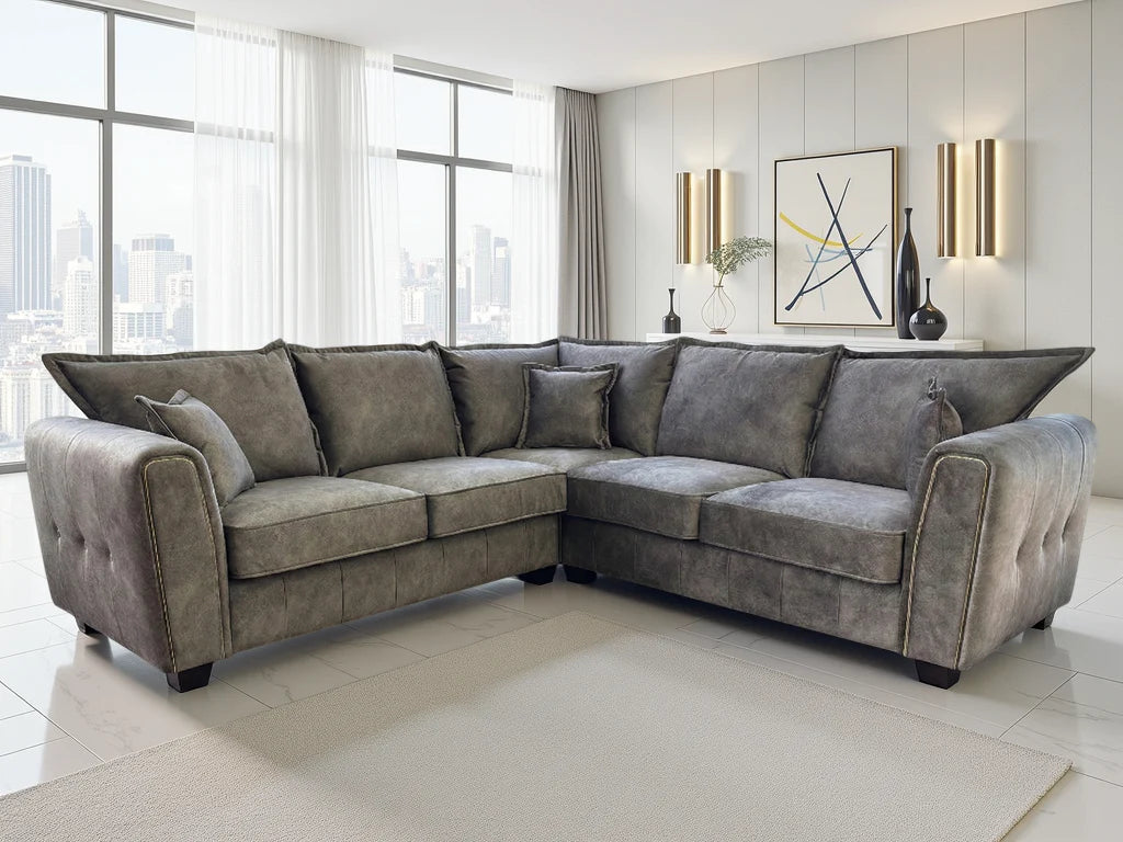 Serena Large Corner Sofa - Brown
