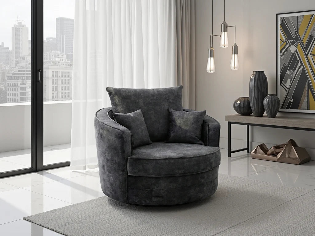 Serena Swivel Chair Sofa - Black