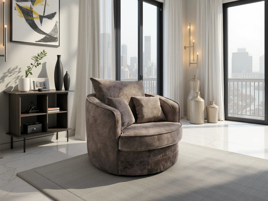 Serena Swivel Chair Sofa - Brown