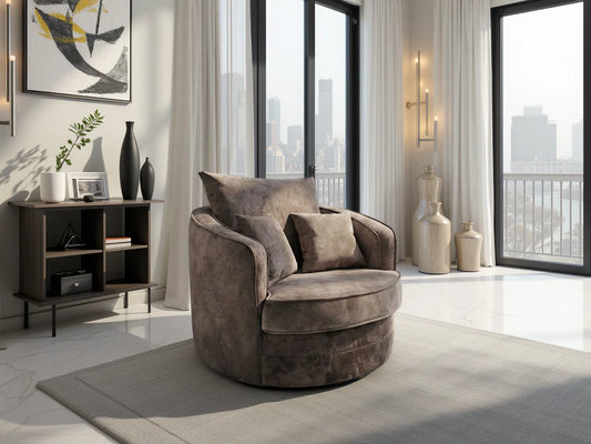 Serena Swivel Chair Sofa - Brown