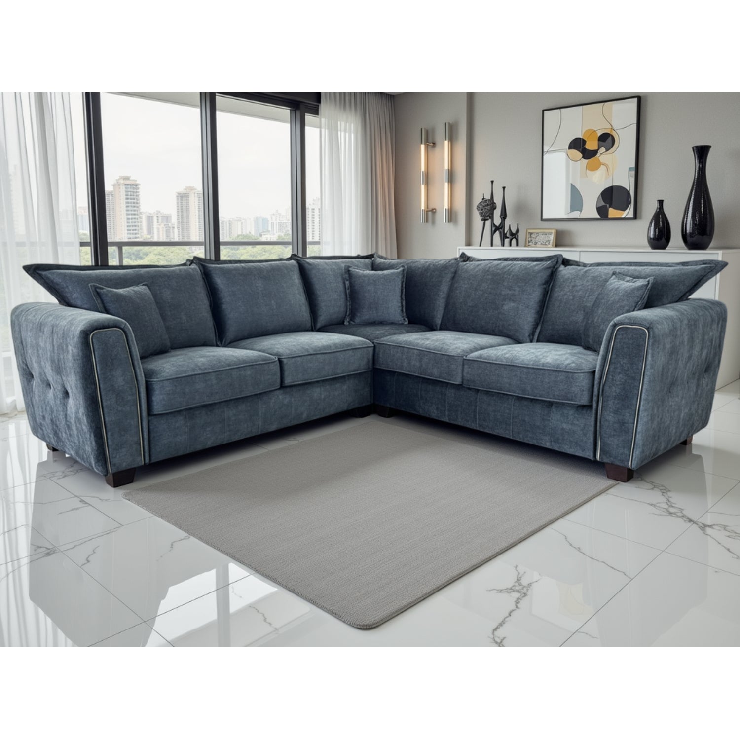 Serena Large Corner Sofa - Black