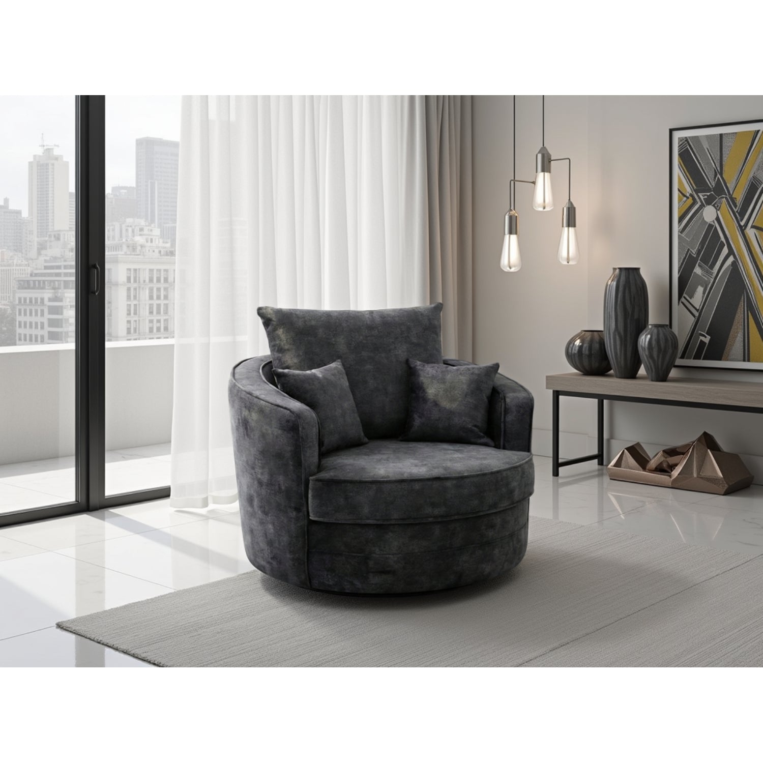 Serena Swivel Chair Sofa - Black