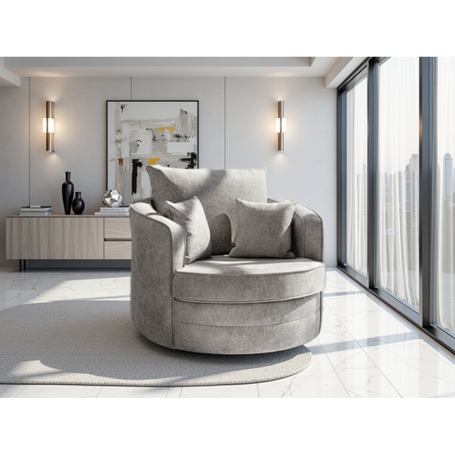 Serena Swivel Chair Sofa - Grey