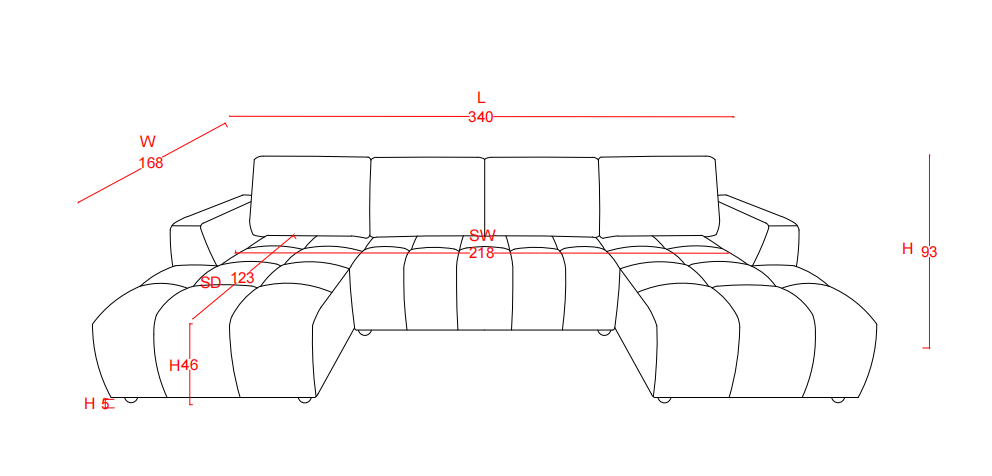 Shanghai Luxury U Shape Sofa Bed - Beige