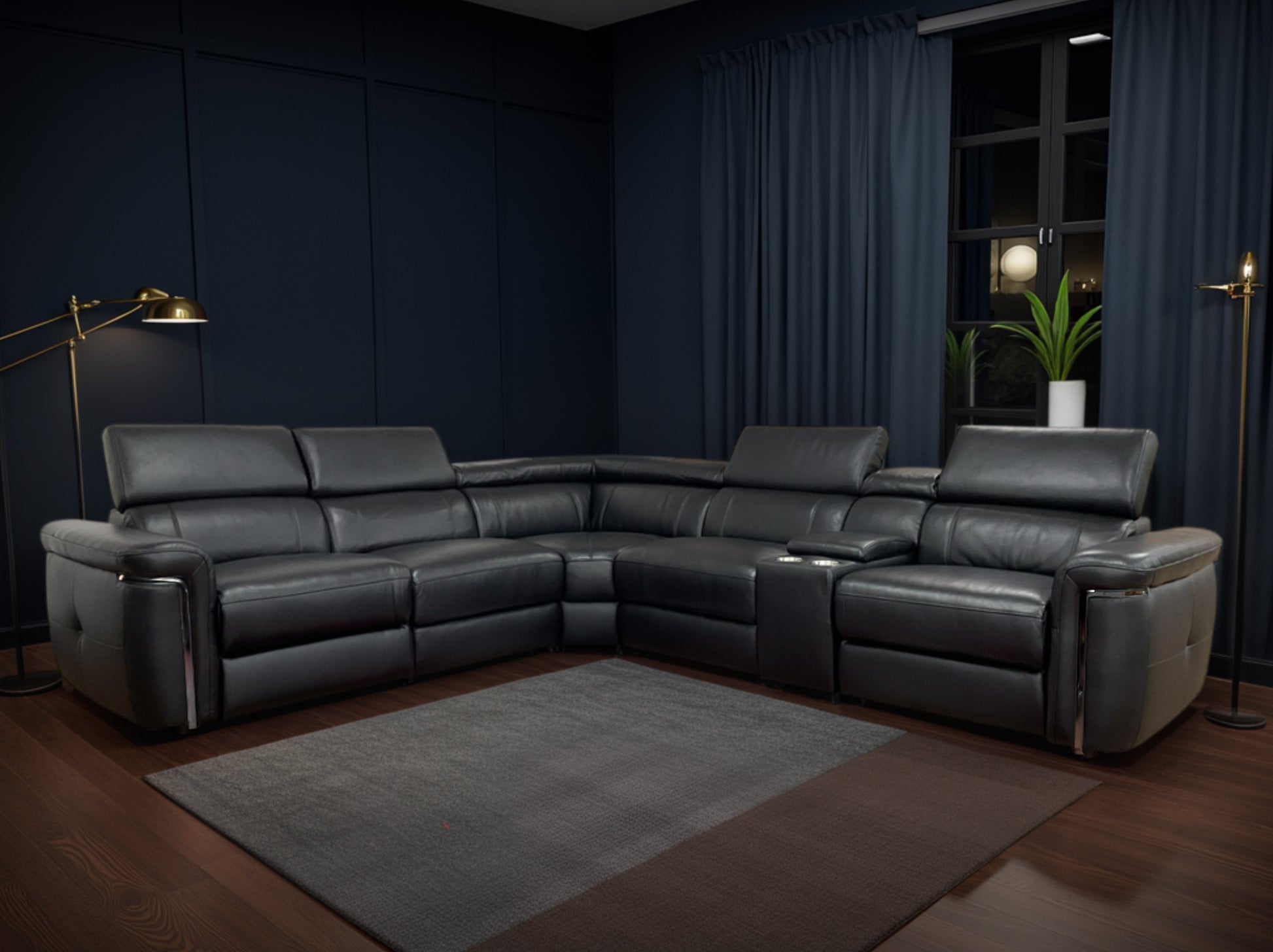 Somerville Electric Recliner Corner Sofa - Black