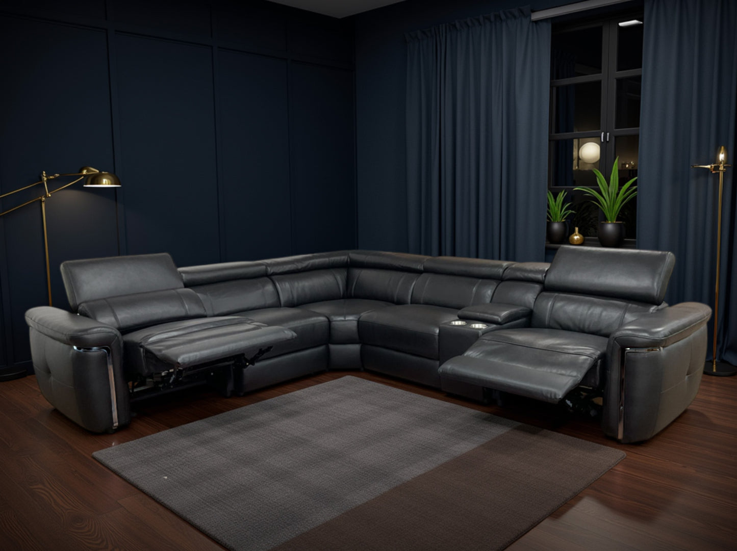 Somerville Electric Recliner Corner Sofa - Black