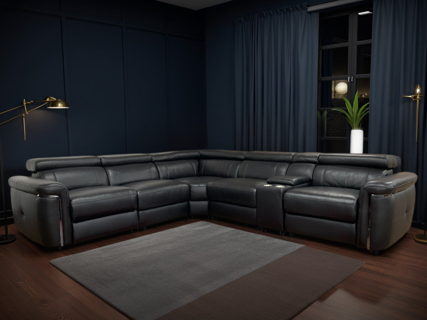Somerville Electric Recliner Corner Sofa - Black