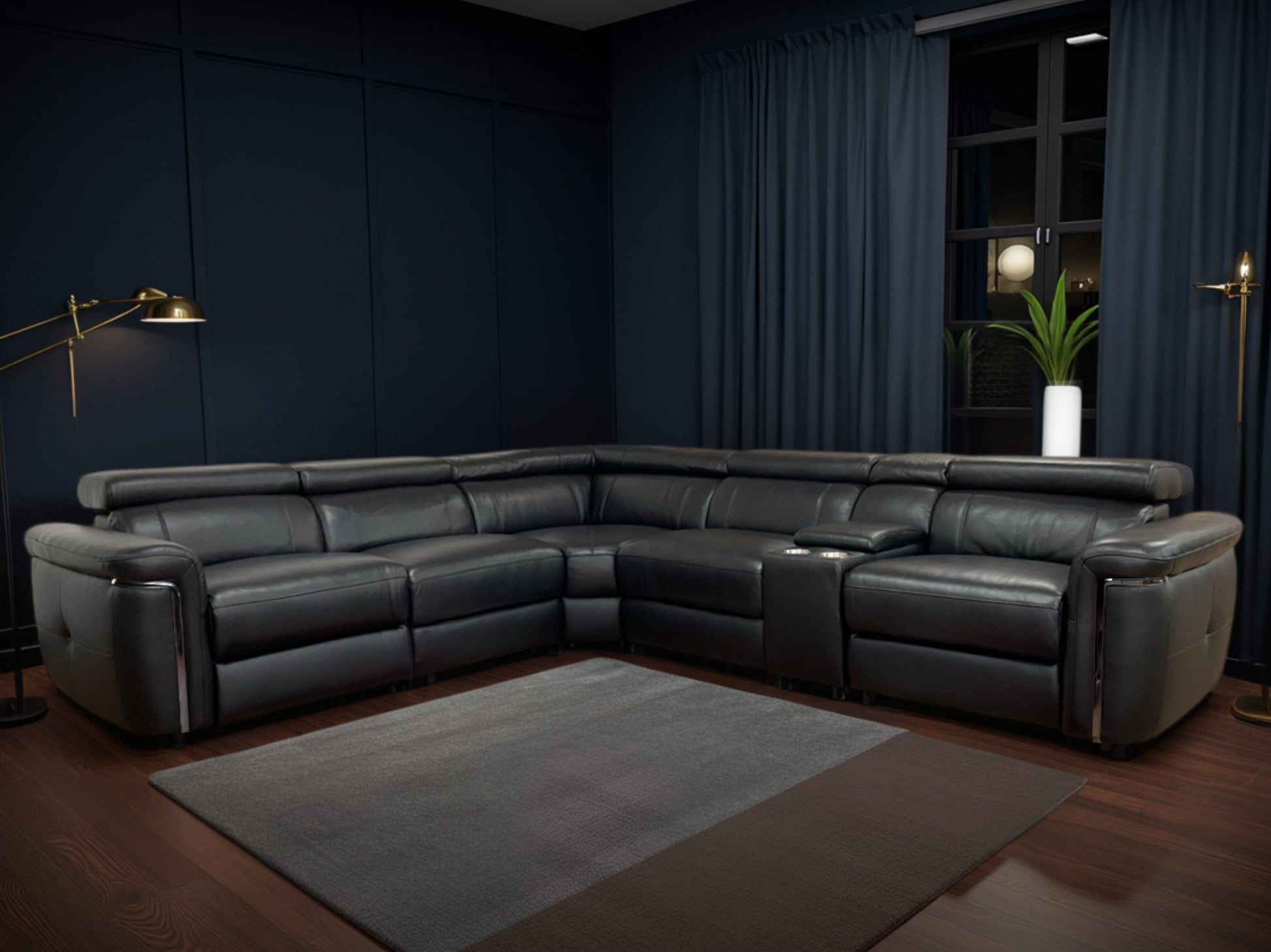 Somerville Electric Recliner Corner Sofa - Black