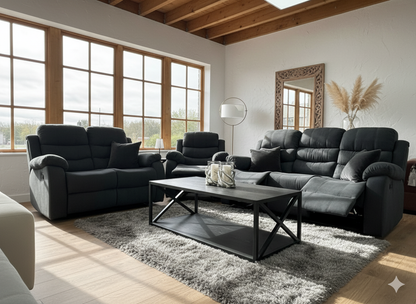 Stanley Manual Recliner 3+2+1 Seater Sofa - Black