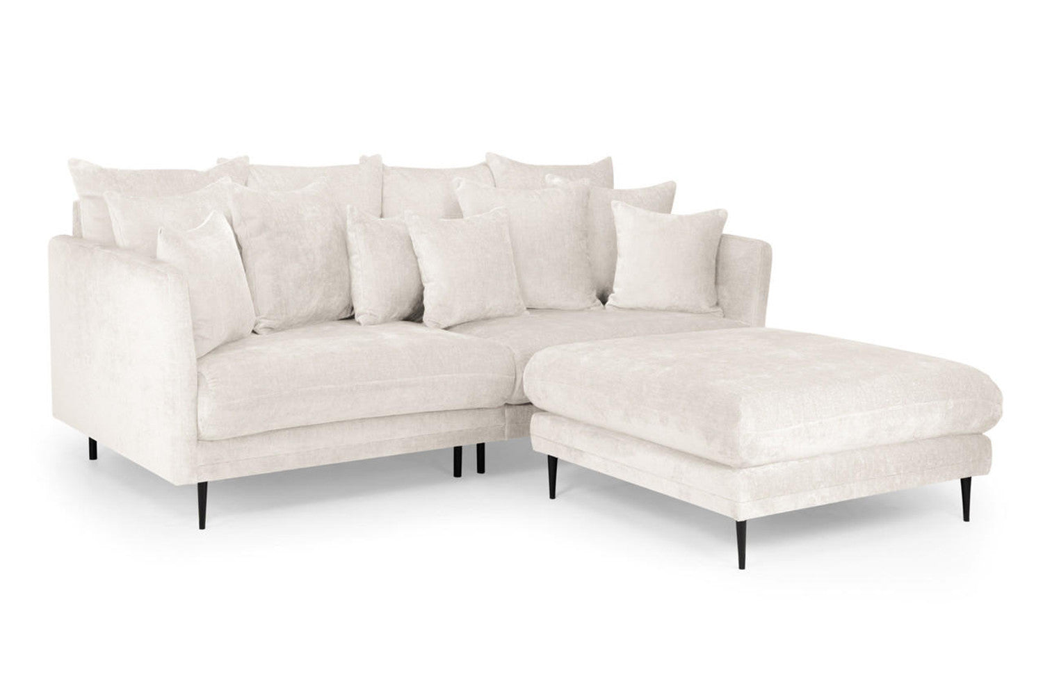 Throop 3 Seater Sofa With Footstool - Natural