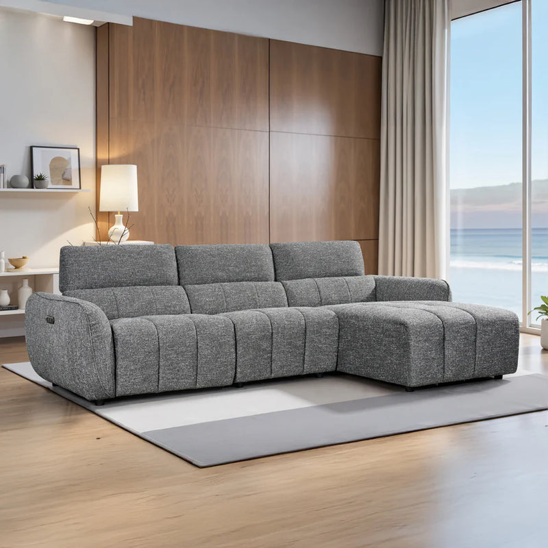 Turin Electric Recliner Sofa Charcoal Right Hand Corner