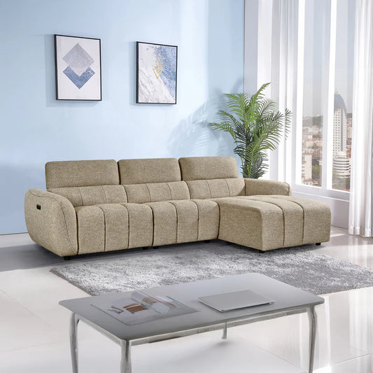 Turin Electric Recliner Sofa Mocha Right Hand Corner