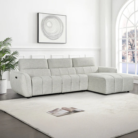 Turin Electric Recliner Sofa Silver Right Hand Corner