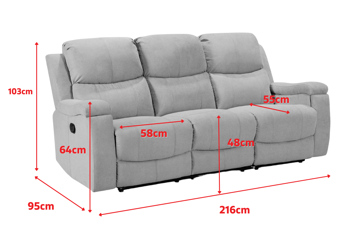 Visconti 3 Seater - Dimensions Diagram
