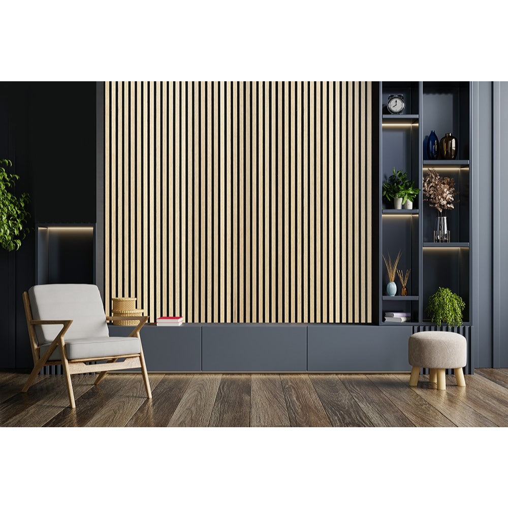 Acoustic Slat Wall Panel 2.4m x 0.6m – Oak