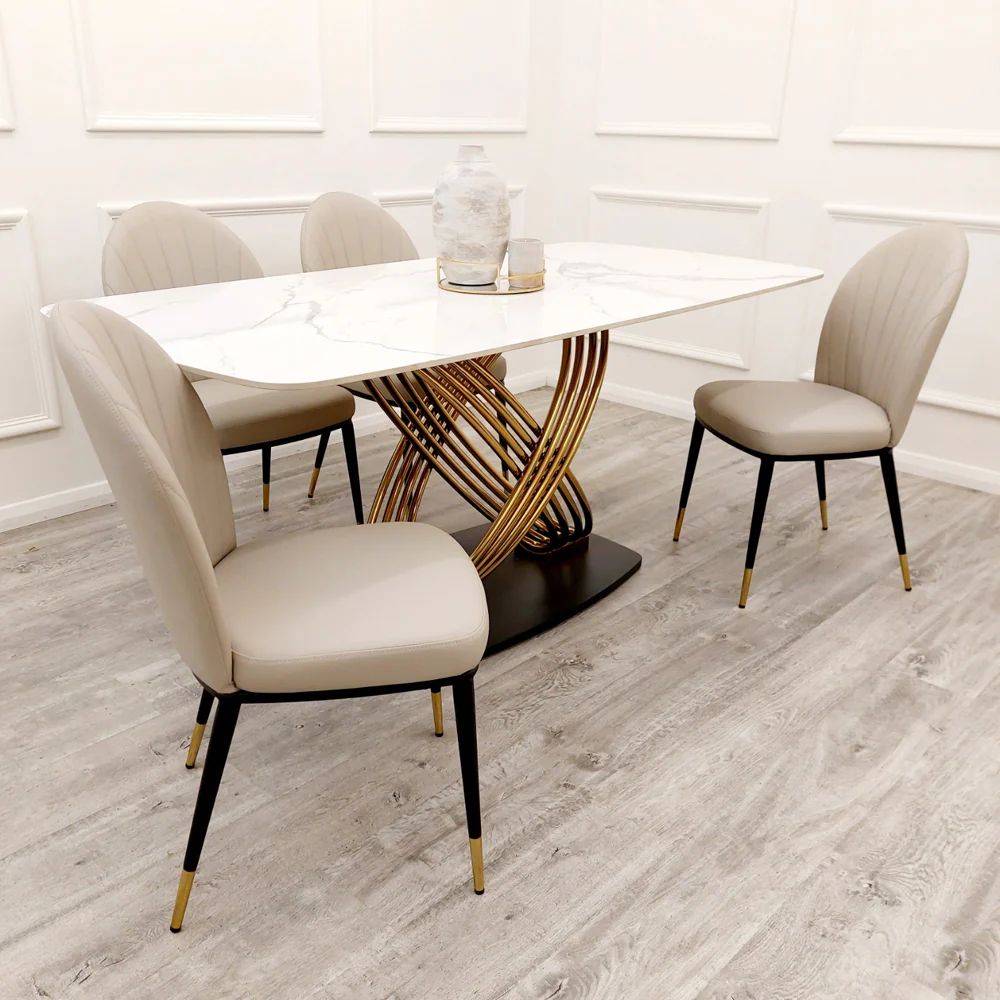 Elara White Stone Dining Table 1.8 Meter