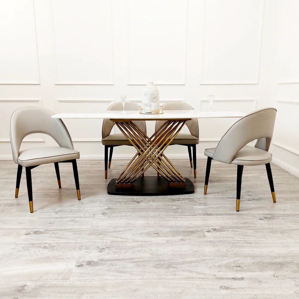 Elara White Stone Dining Table 1.8 Meter