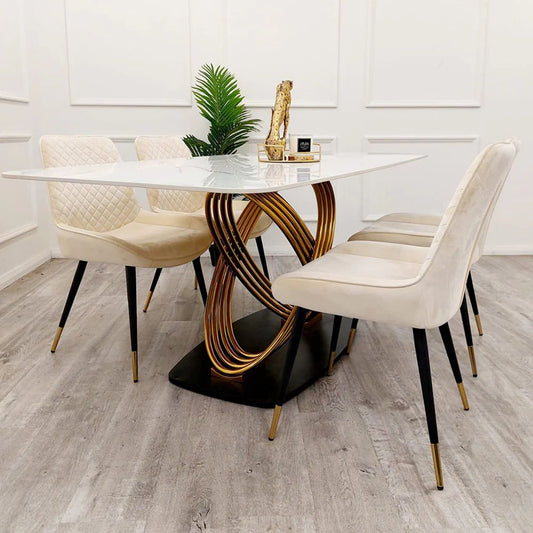 Elara White Stone Dining Table 1.8 Meter