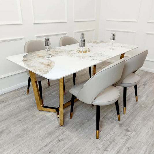 Lucia Pandora Gold Stone Dining Table 1.8 Metre