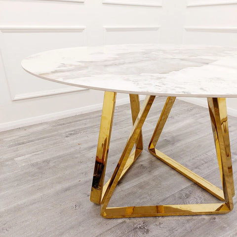 Lovemybedss Layla Gold Stone Top Dining Table 1.3M