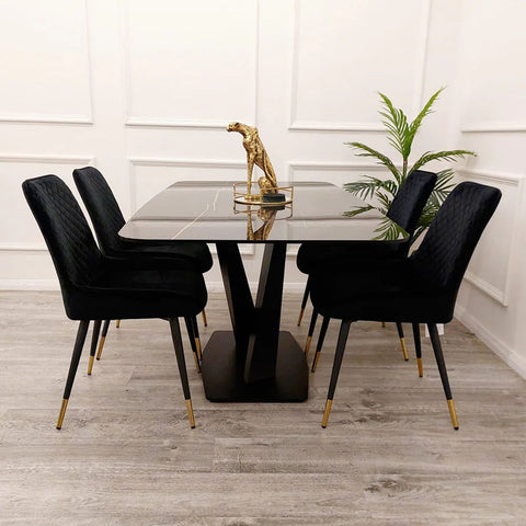 Lovemybedss Athena Black V Sintered Stone Dining Table 1.6M