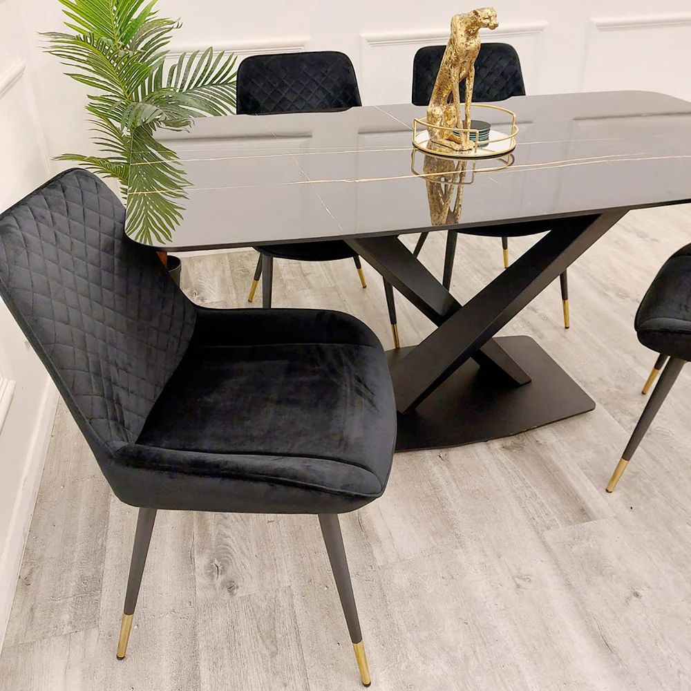 Lovemybedss Athena Black V Sintered Stone Dining Table 1.6M