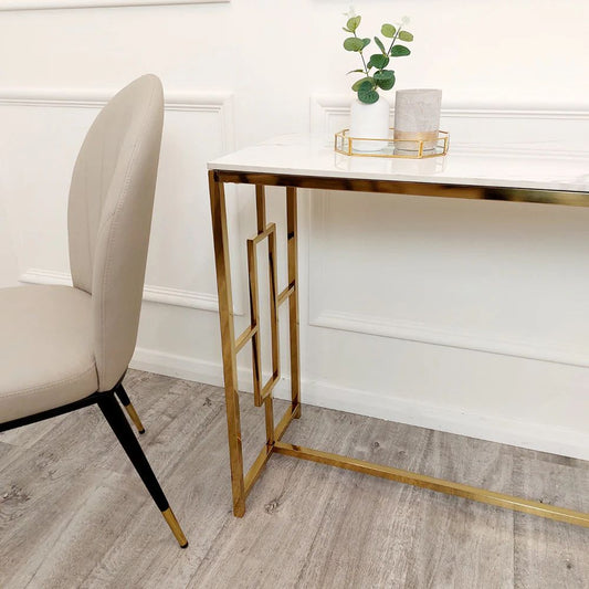 Paris Gold White Sintered Stone Top Console Table