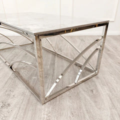 Stella Chrome Coffee Table Ash Grey Stone