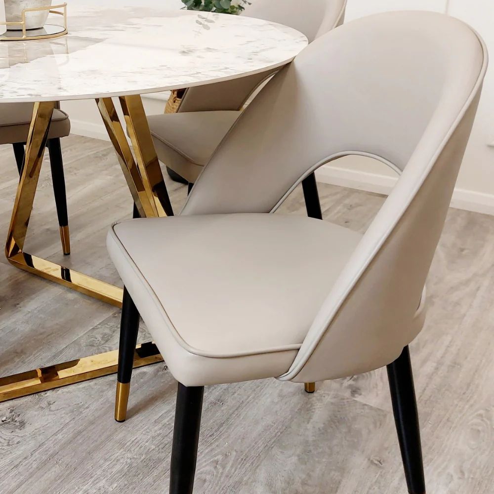 Lovemybedss Astro Beige Leather Dining Chair