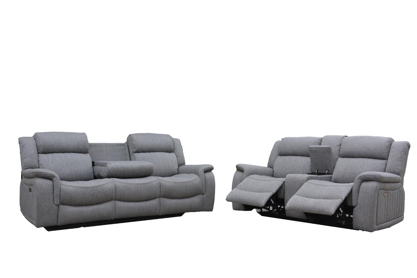 Electric Grey Fabric Recliner Set