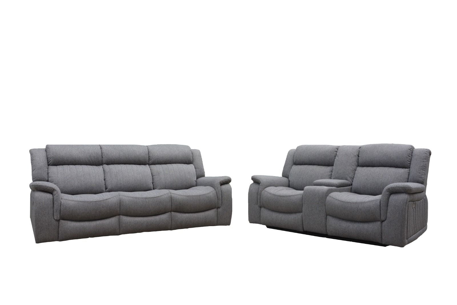 Electric Grey Fabric Recliner Set