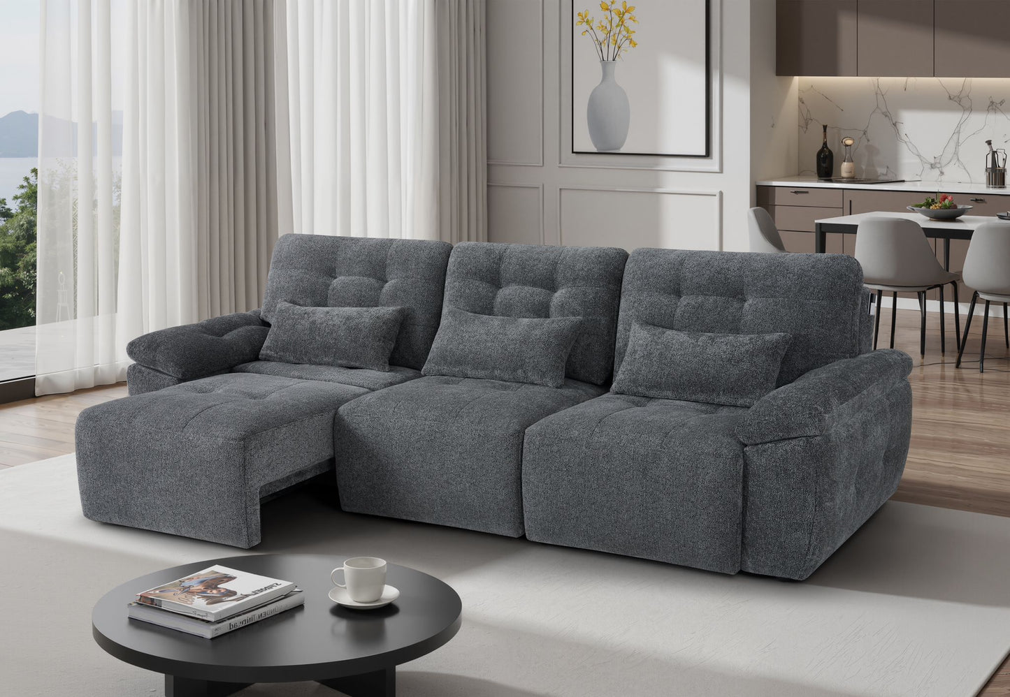 Dallas Electric Sofabed Grey 3 Seater
