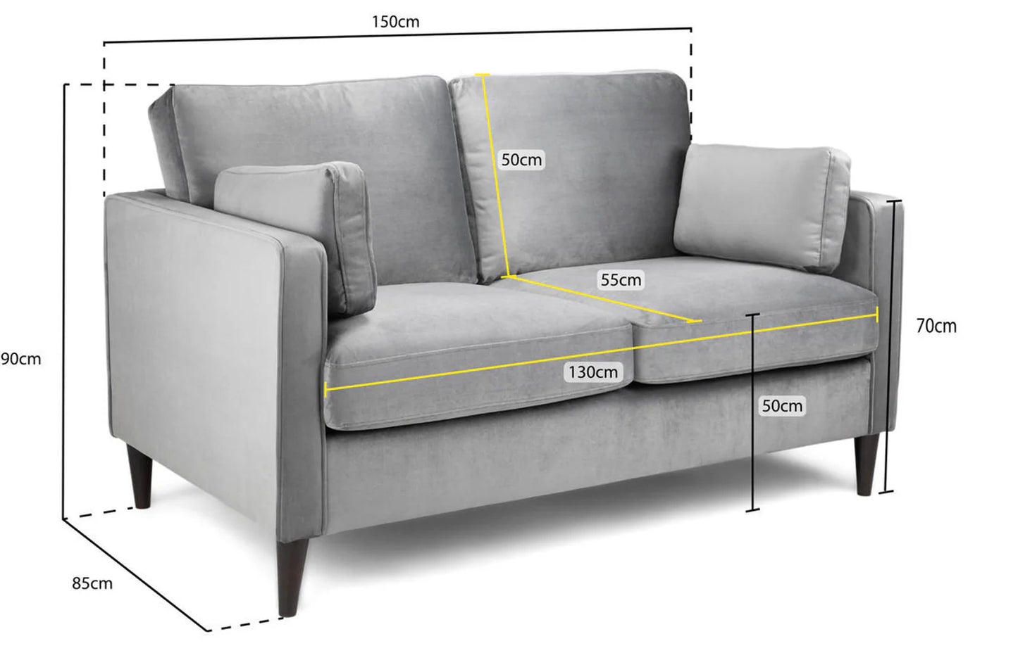 Whittaker Plush 2 Seater Sofa - Grey