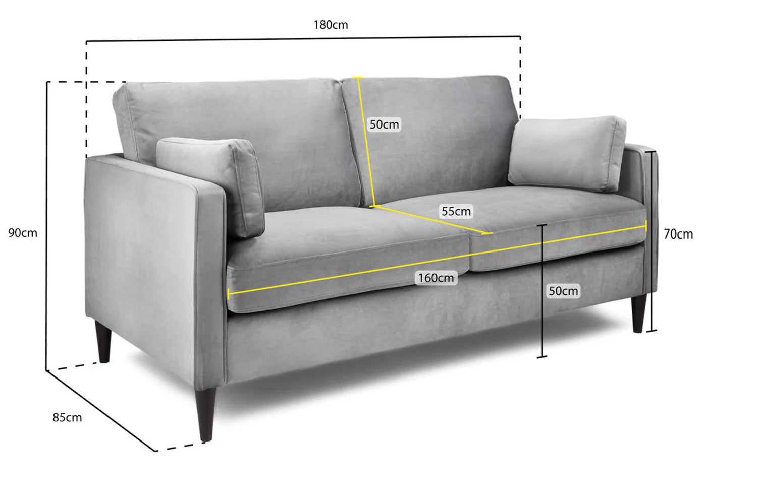 Whittaker Plush 3 Seater Sofa - Grey