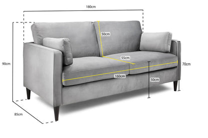 Whittaker Plush 3 Seater Sofa - Grey