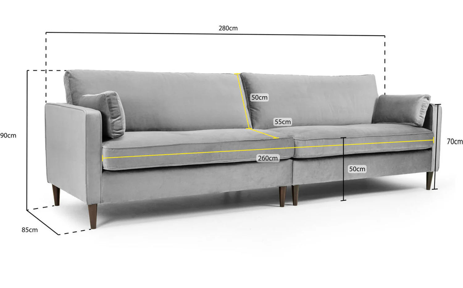 Whittaker Plush 4 Seater Sofa - Grey