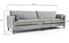 Whittaker Plush 4 Seater Sofa - Grey
