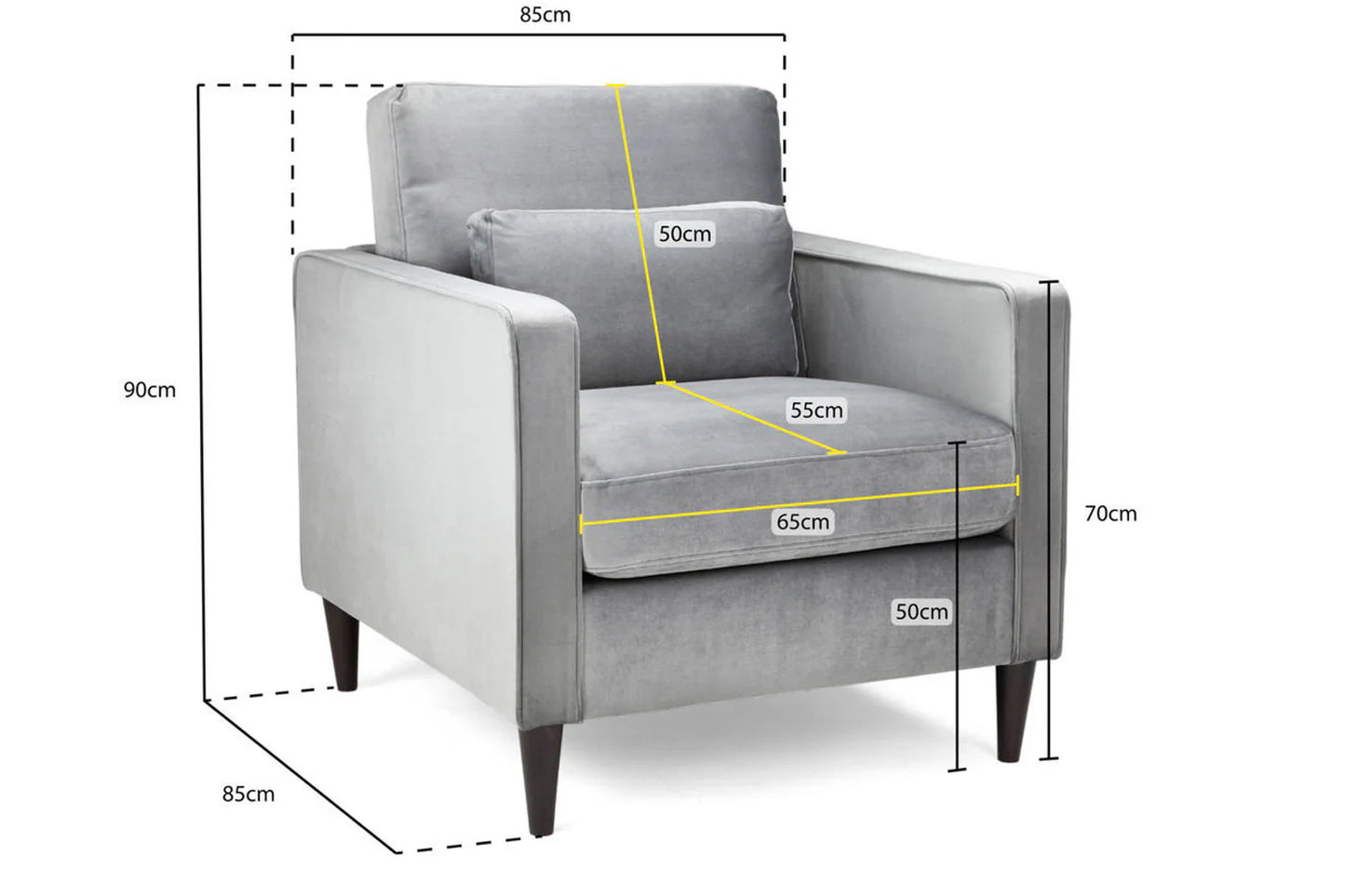 Whittaker Plush Armchair Sofa - Grey