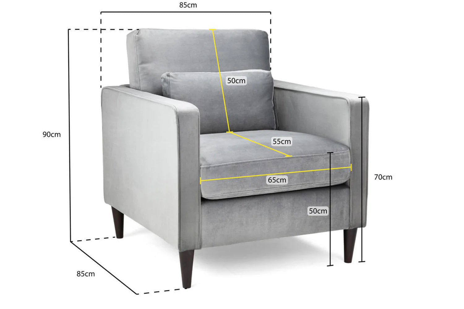 Whittaker Plush Armchair Sofa - Grey