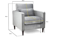Whittaker Plush Armchair Sofa - Grey