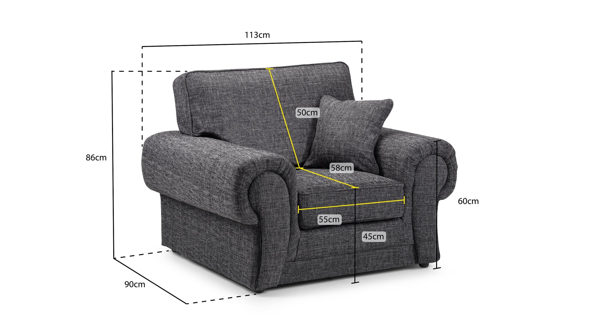 Wilcot Armchair Sofa - Grey