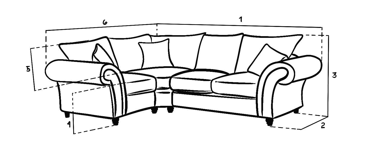 Windsor Fullback Sofa Grey Left Hand Facing Corner
