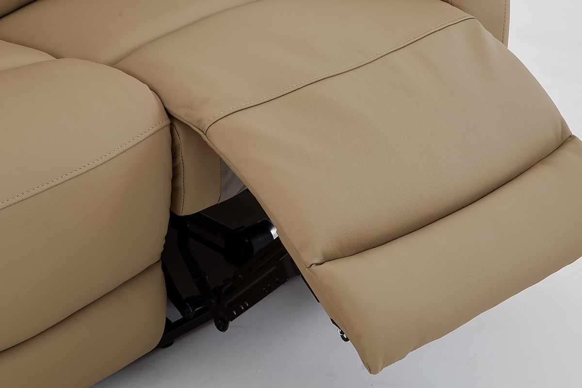 Cinecitta 3 Seater Electric Recliner Sofa - Beige Leather - Image 8