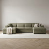 Alaya Storage U Shape Sofa Bed - Green Chenille - main image