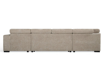 August U Shape Style Storage Sofa Bed With Ottoman - Beige Chenille - Left Hand - product view 5