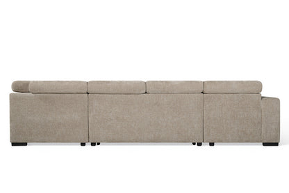 August U Shape Style Storage Sofa Bed With Ottoman - Beige Chenille - Right Hand - product view 5