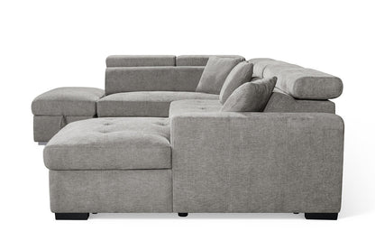August U Shape Style Storage Sofa Bed With Ottoman - Grey Chenille - Left Hand - product view 5
