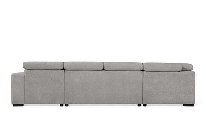 August U Shape Style Storage Sofa Bed With Ottoman - Grey Chenille - Left Hand - product view 6